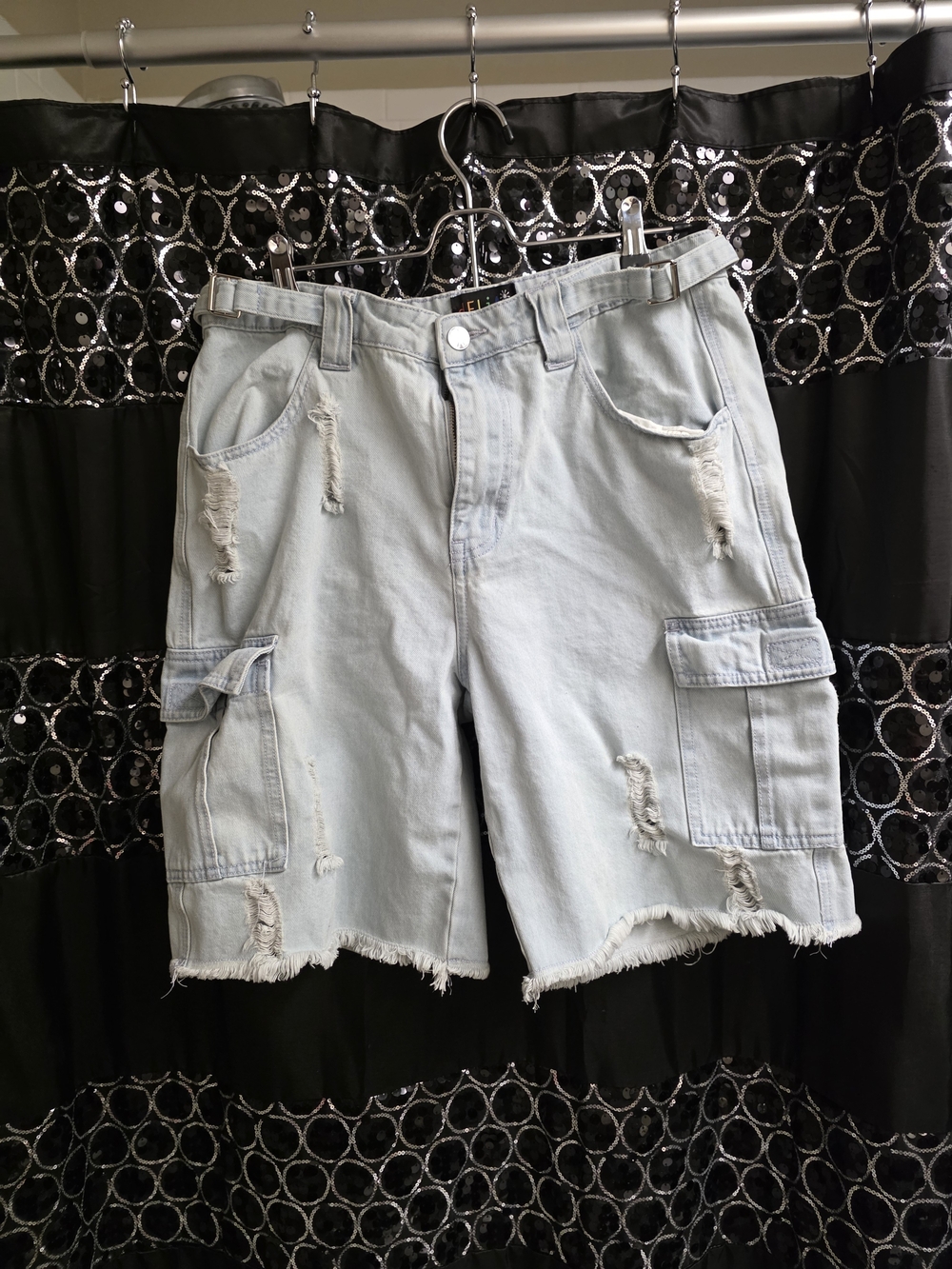 dELiA*s Light Blue Distressed Cargo Jean Shorts
